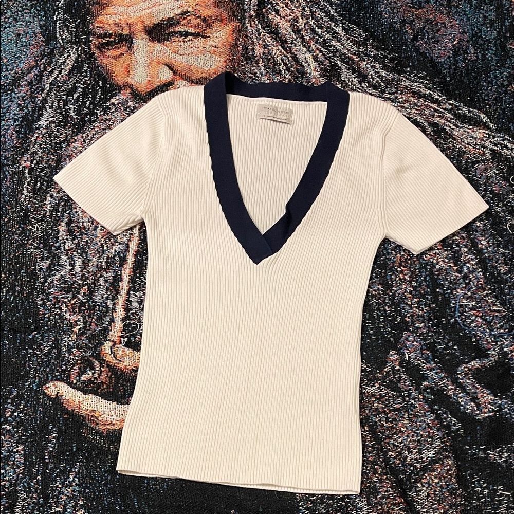 Urban Outfitters Ellis Deep Plunge Vneck Ribbed Knit Sweater Top⚓️